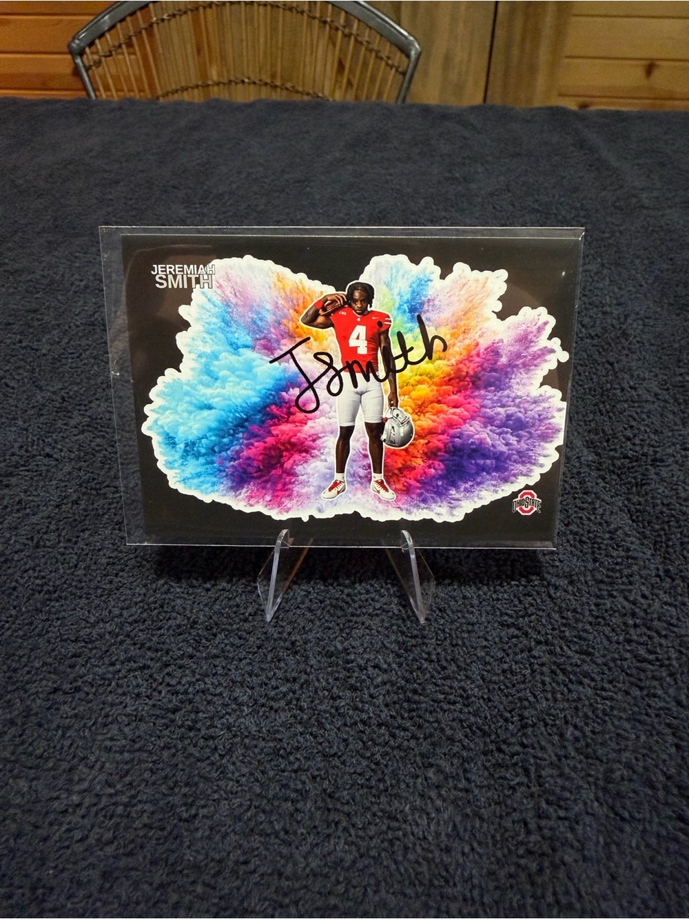 Jeremiah Smith Custom Autographed Color Burst Football Card
